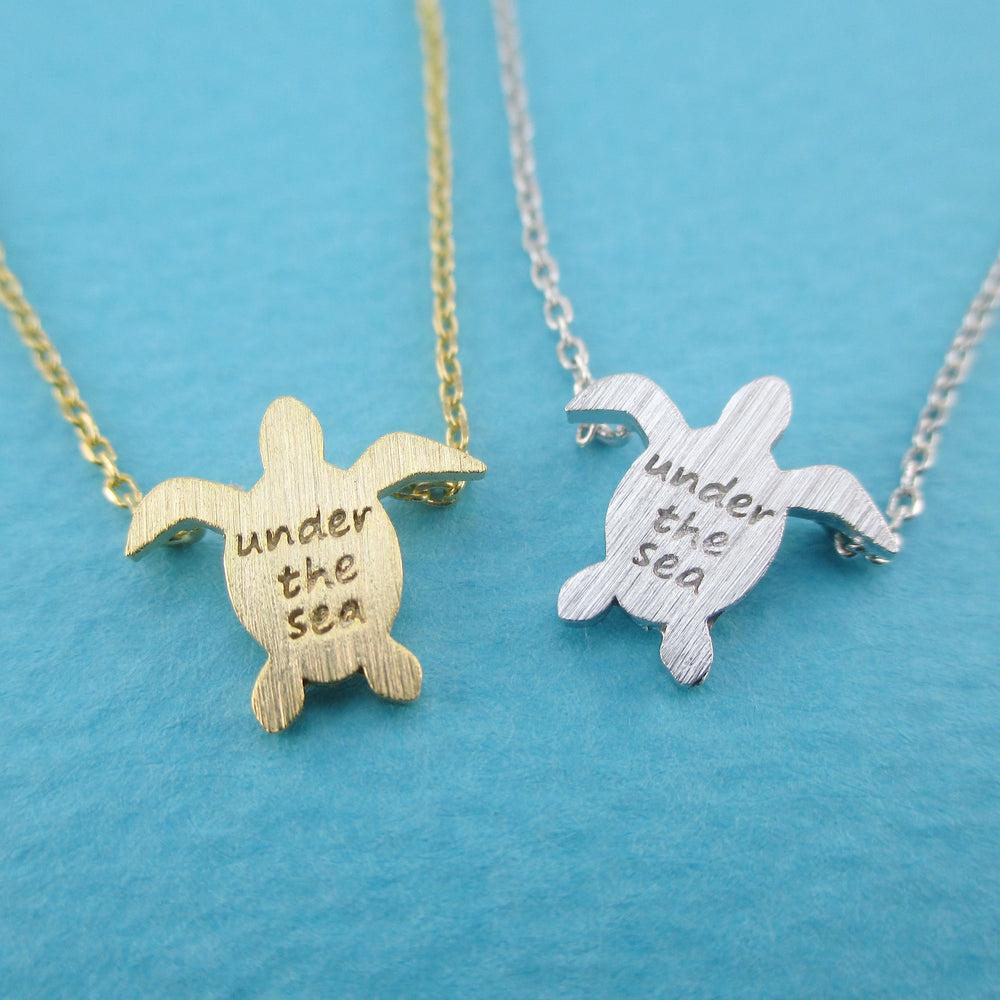 Sea Turtle Shaped Under The Sea Quote Pendant Necklace | DOTOLY