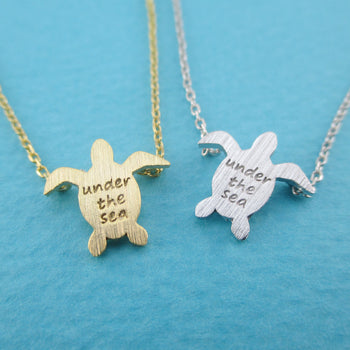 Sea Turtle Shaped Under The Sea Quote Pendant Necklace | DOTOLY