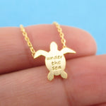 Sea Turtle Shaped Under The Sea Quote Pendant Necklace | DOTOLY