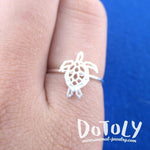 Sea Turtle Tortoise Shaped Adjustable Ring in Silver | Animal Jewelry