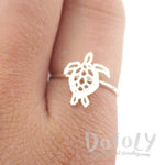 Sea Turtle Tortoise Shaped Adjustable Ring in Silver | Animal Jewelry