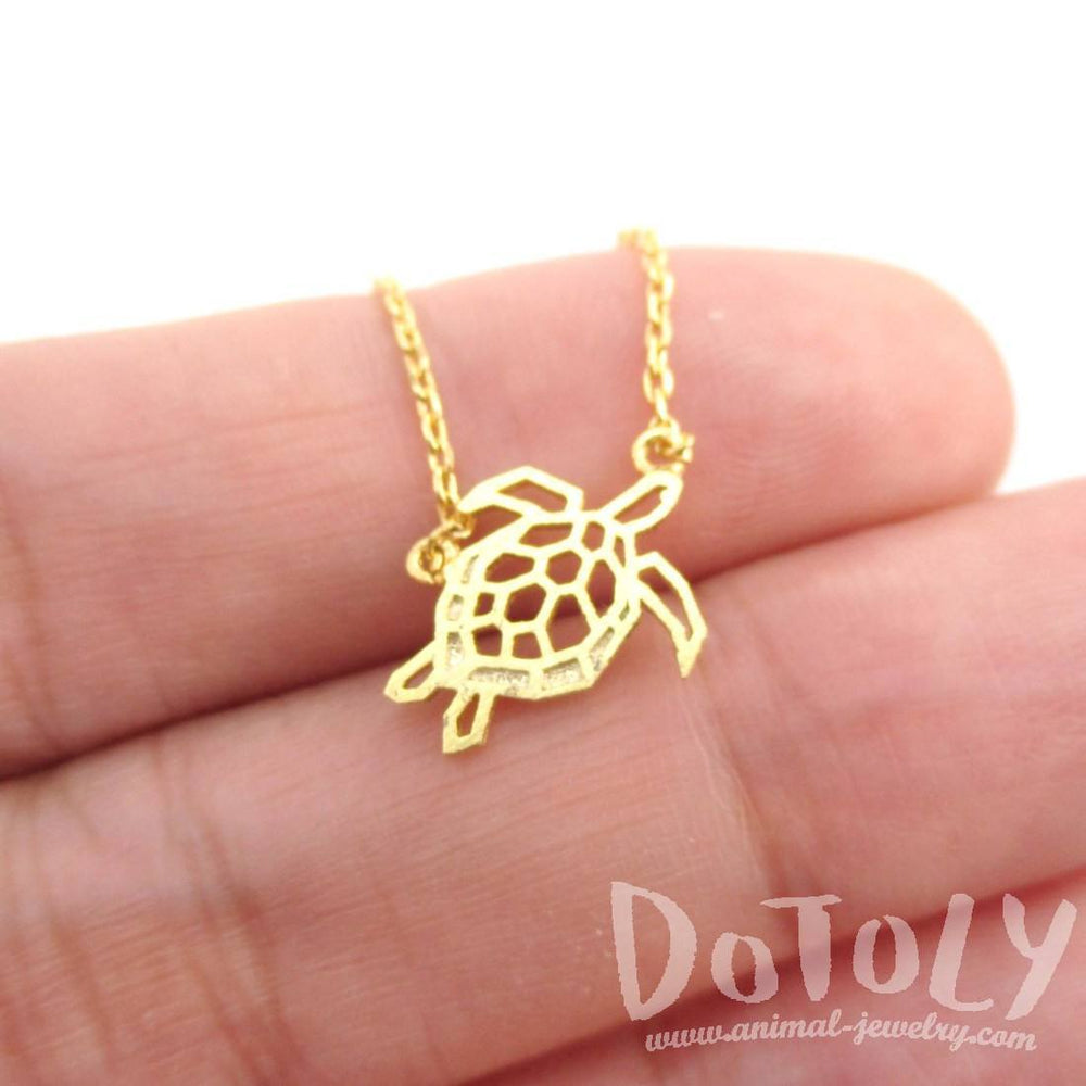 Sea Turtle Tortoise Shaped Pendant Necklace in Gold | DOTOLY | DOTOLY