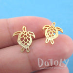 Sea Turtle Tortoise Shaped Stud Earrings in Gold | Animal Jewelry