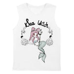 Sea Witch Gothic Mermaid Graphic Tee Vest in White | DOTOLY | DOTOLY