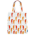 Colorful Seahorse Pattern Cotton Canvas Reversible Tote Bags for Women