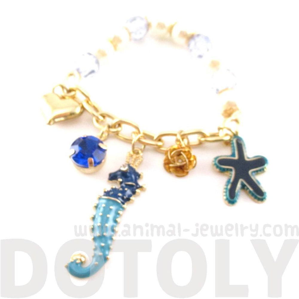 Seahorse Starfish Hearts Gemstones Jewels of the Sea Charm Bracelet | DOTOLY | DOTOLY