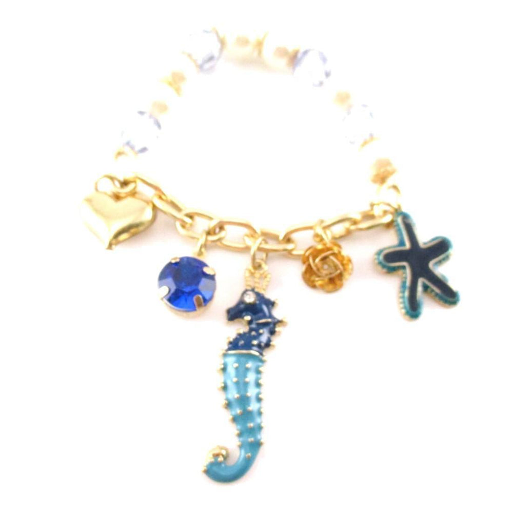 Seahorse Starfish Hearts Gemstones Jewels of the Sea Charm Bracelet | DOTOLY | DOTOLY