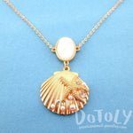 Seashell Starfish Ocean Inspired Mermaid Jewelry Pendant Necklace in Gold | DOTOLY