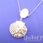 Seashell Starfish Ocean Inspired Mermaid Jewelry Pendant Necklace in Silver | DOTOLY