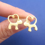 Serious Cat Lovers Heart Shaped Kitten Stud Earrings | DOTOLY