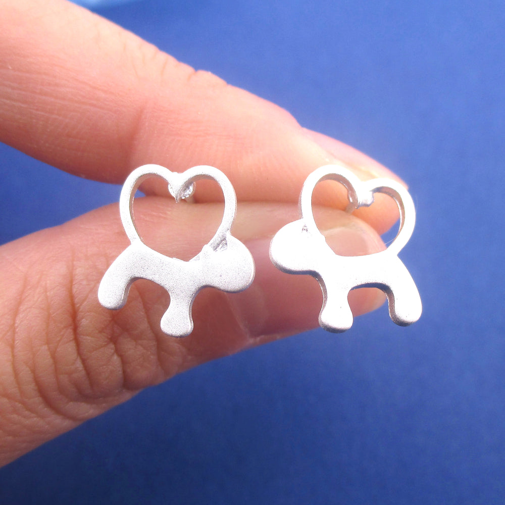 Serious Cat Lovers Heart Shaped Kitten Stud Earrings | DOTOLY
