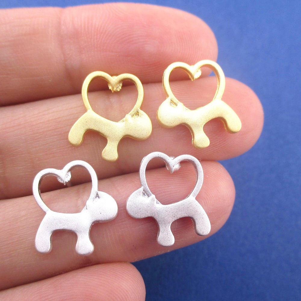 Serious Cat Lovers Heart Shaped Kitten Stud Earrings | DOTOLY
