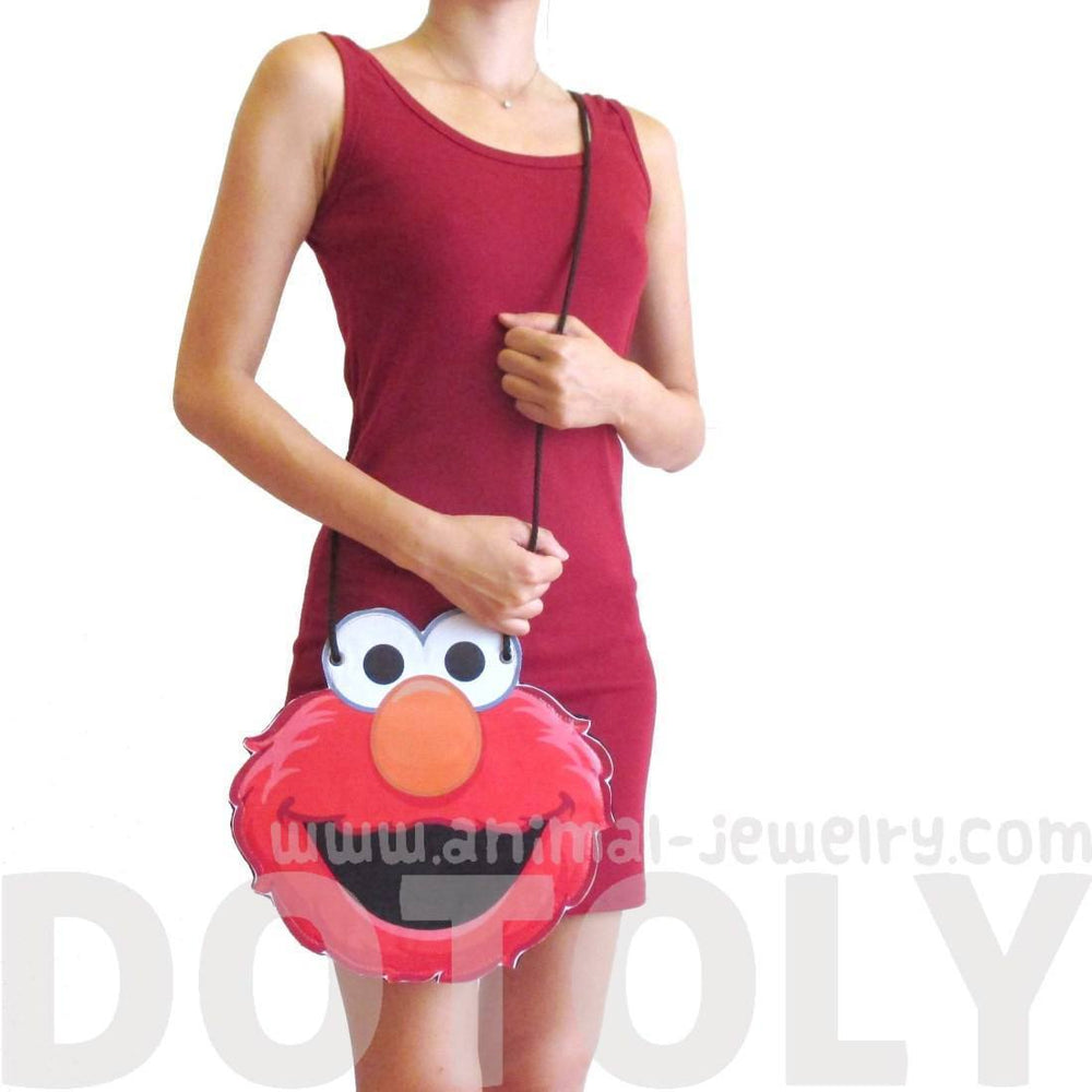 Sesame Street Elmo Muppet Shaped Vinyl Print Cross Body Bag | DOTOLY | DOTOLY