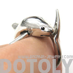 Shark Sea Animal Wrap Around Realistic Ring in Shiny Silver - Size 5 to 10 | DOTOLY