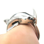 Shark Sea Animal Wrap Around Realistic Ring in Shiny Silver - Size 5 to 10 | DOTOLY
