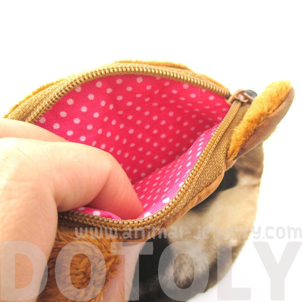 Shiba Inu Puppy Dog Face With Big Eyes Shaped Soft Fabric Zipper Coin Purse Make Up Bag | DOTOLY