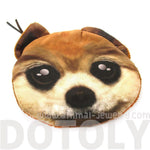 Shiba Inu Puppy Dog Face With Big Eyes Shaped Soft Fabric Zipper Coin Purse Make Up Bag | DOTOLY