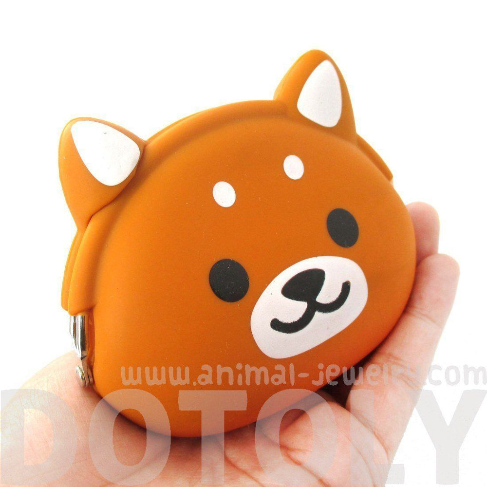 Shiba Puppy Dog Shaped Mimi Pochi Animal Friends Silicone Clasp Coin Purse Pouch | DOTOLY