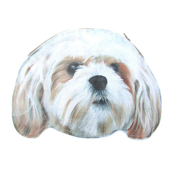 Shih Tzu Puppy Dog Head Shaped Animal Themed Vinyl Clutch Bag | Handmade | DOTOLY