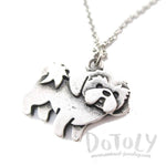 Shih Tzu Puppy Dog Shaped Charm Necklace in Silver | Animal Jewelry