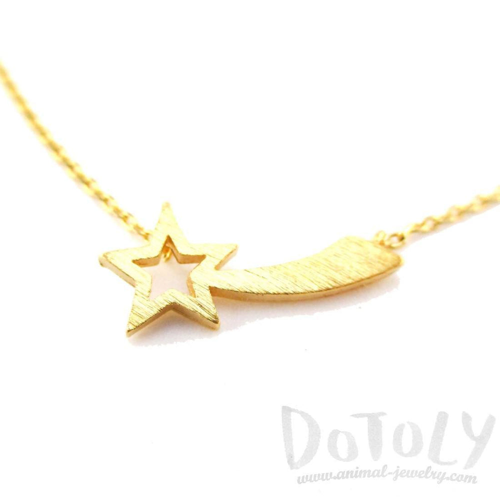 Shooting Star Shaped Make a Wish Pendant Necklace in Gold | DOTOLY | DOTOLY