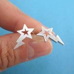 Shooting Stars Space Themed Stud Earrings in Silver | DOTOLY