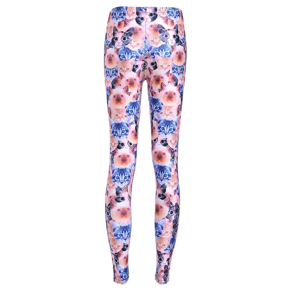 Siamese and Tabby Kitty Cat All Over Collage Photo Print Legging Pants for Women | DOTOLY