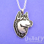 Siberian Husky Dog Portrait Pendant Necklace in Silver | Animal Jewelry | DOTOLY