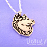 Siberian Husky Dog Portrait Pendant Necklace in Silver | Animal Jewelry | DOTOLY