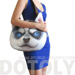 Siberian Husky Puppy Face Shaped Large Shopper Tote Shoulder Bag | Gifts for Dog Lovers | DOTOLY
