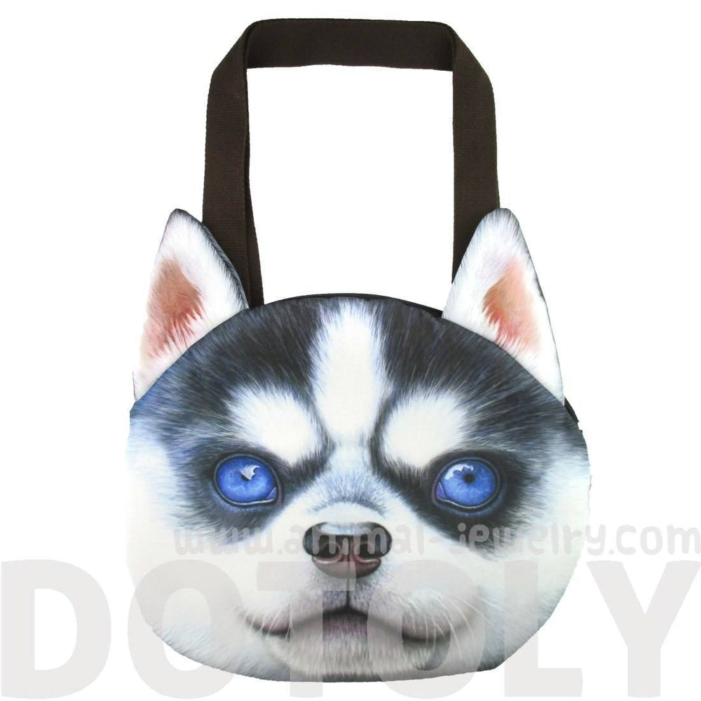 Siberian Husky Puppy Face Shaped Large Shopper Tote Shoulder Bag | Gifts for Dog Lovers | DOTOLY