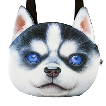 Siberian Husky Puppy Face Shaped Large Shopper Tote Shoulder Bag | Gifts for Dog Lovers | DOTOLY