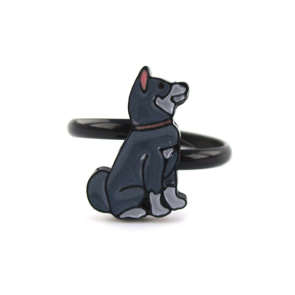 Siberian Husky Puppy Shaped Dog Inspired Adjustable Ring | DOTOLY