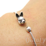 Simple Bunny Rabbit Charm Bangle Bracelet Cuff in Silver | Animal Jewelry | DOTOLY