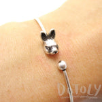 Simple Bunny Rabbit Charm Bangle Bracelet Cuff in Silver | Animal Jewelry | DOTOLY