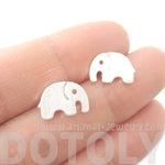Simple Elephant Animal Shaped Stud Earrings in Silver | DOTOLY | DOTOLY