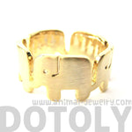 Simple Elephant Family Parade Animal Ring in Gold - US Size 6 to 8 Available | DOTOLY