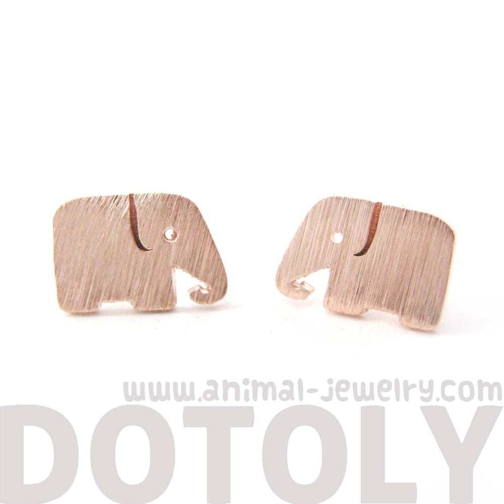 Simple Elephant Shaped Silhouette Stud Earrings in Rose Gold | Allergy Free | DOTOLY