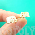 Simple Elephant Silhouette Shaped Stud Earrings in Gold | Allergy Free | DOTOLY