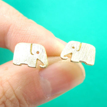 Simple Elephant Silhouette Shaped Stud Earrings in Gold | Allergy Free | DOTOLY