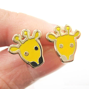 Simple Giraffe Shaped Animal Stud Earrings in Yellow | DOTOLY | DOTOLY