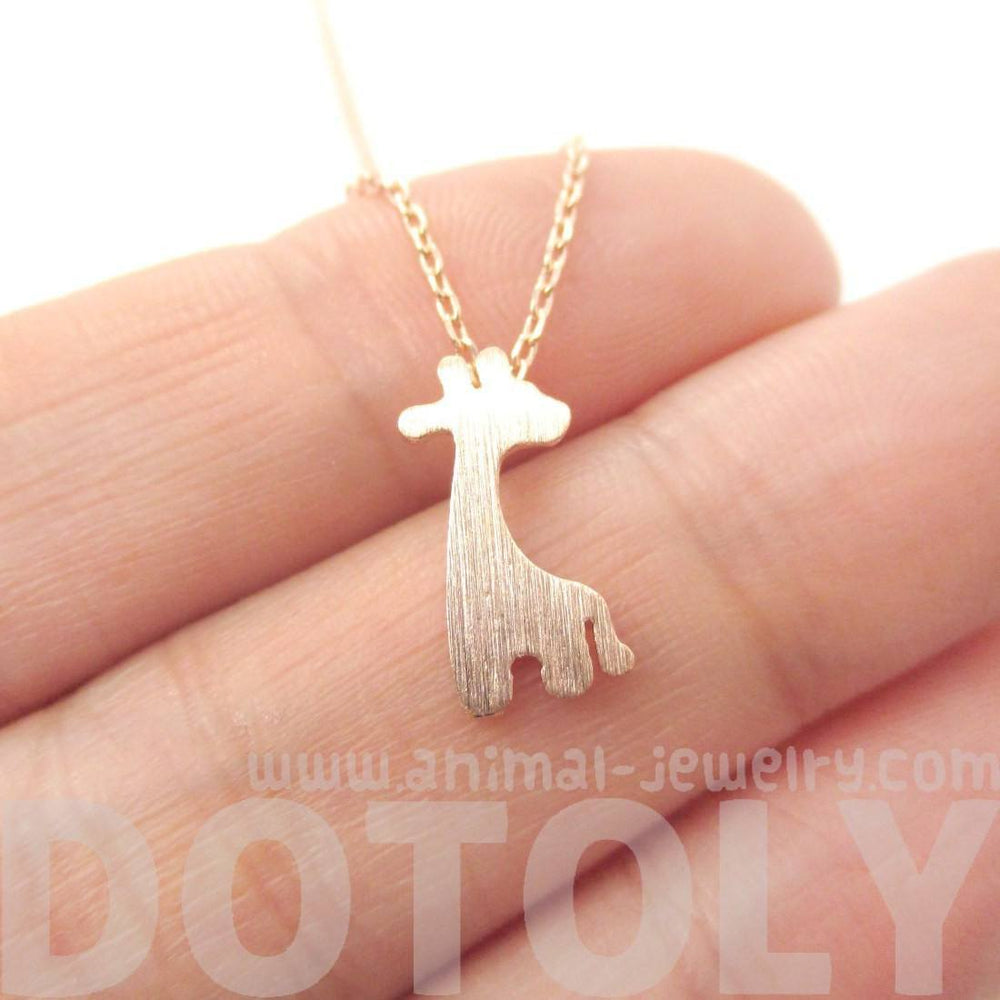 Simple Giraffe Silhouette Shaped Pendant Necklace in Rose Gold | Animal Jewelry | DOTOLY