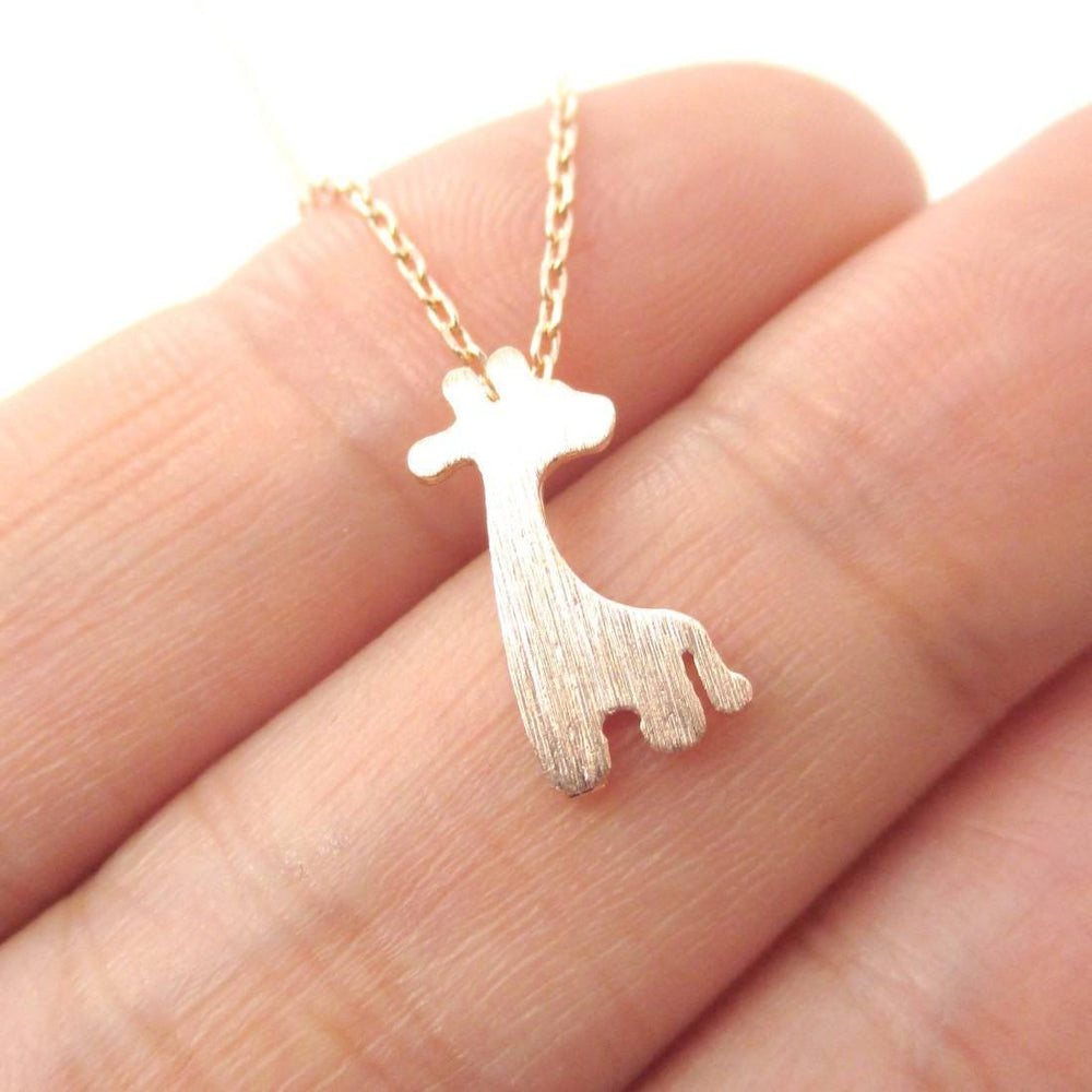 Simple Giraffe Silhouette Shaped Pendant Necklace in Rose Gold | Animal Jewelry | DOTOLY