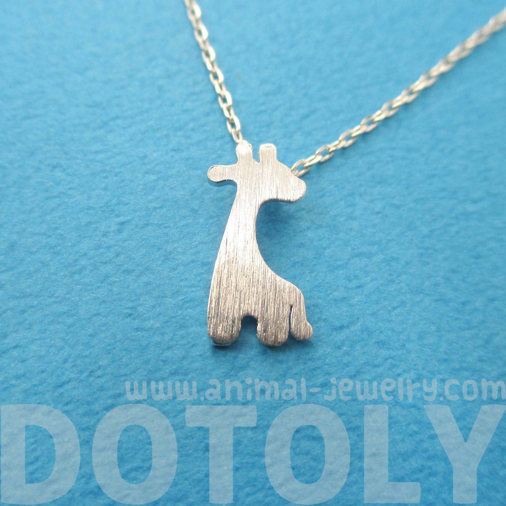 Simple Giraffe Silhouette Shaped Pendant Necklace in Silver | Animal Jewelry | DOTOLY