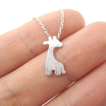 Simple Giraffe Silhouette Shaped Pendant Necklace in Silver | Animal Jewelry | DOTOLY