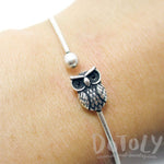 Simple Owl Bird Charm Bangle Bracelet Cuff in Silver | Animal Jewelry | DOTOLY