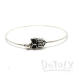 Simple Owl Bird Charm Bangle Bracelet Cuff in Silver | Animal Jewelry | DOTOLY