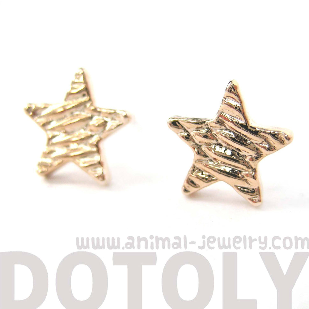 Simple Star Shaped Stud Earrings with Textured Details in Rose Gold | DOTOLY | DOTOLY