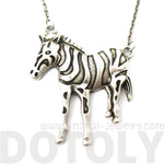 Simple Zebra Shaped Animal Pendant Necklace in Silver | Animal Jewelry | DOTOLY