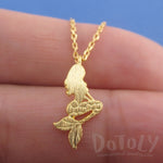 Mermaid Ariel Silhouette Shaped Pendant Necklace in Gold